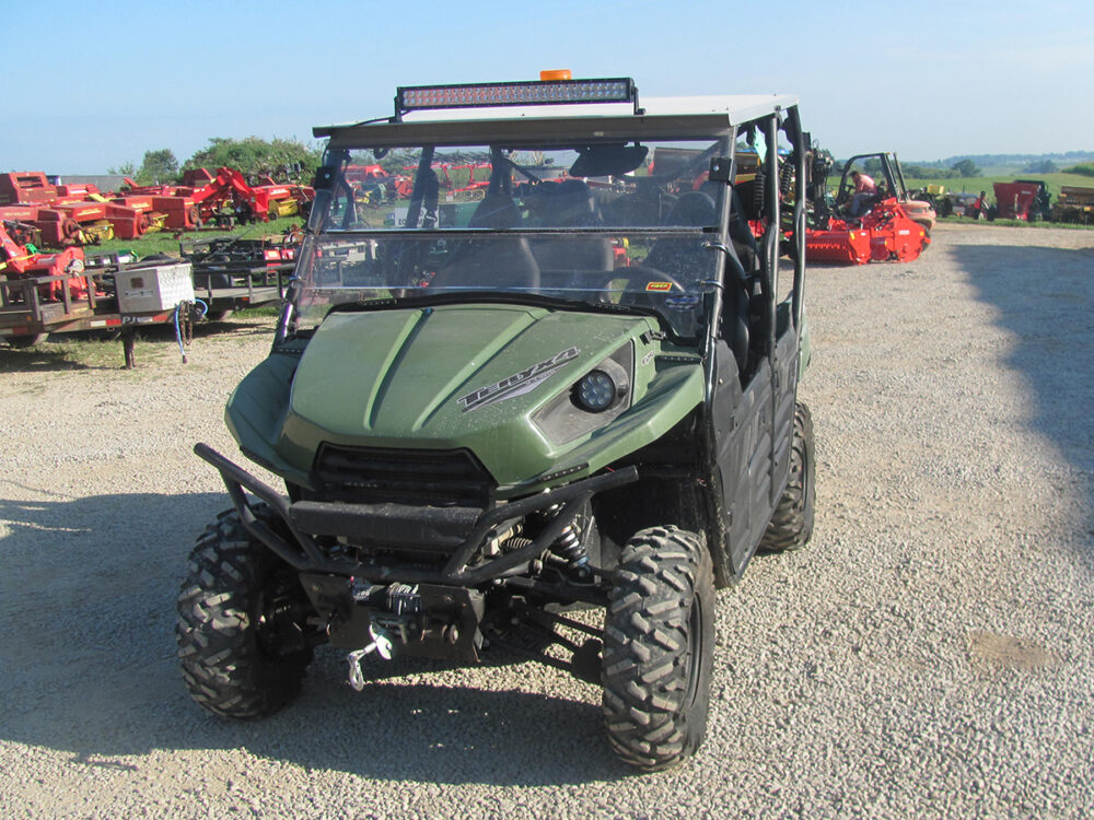Used 2012 Kawasaki Teryx4 KRT750A – 4-wheel drive, 140 hours, 413 miles, crew cab, short bed, and extra lights. Excellent condition.
