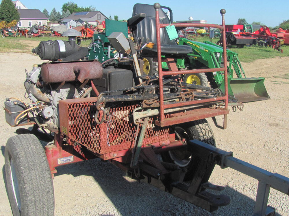 Used LK 35 PTO cart with approx. 600 hours, air tires, straight axles, raised tongue, offset tongue bracket, 3-horse evener, and doubletree, in good condition.