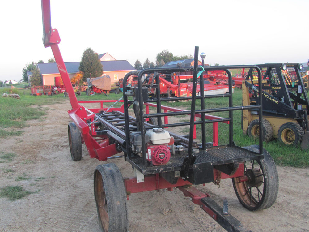 Used 5-bale Trail Farm bale wagon in good condition.