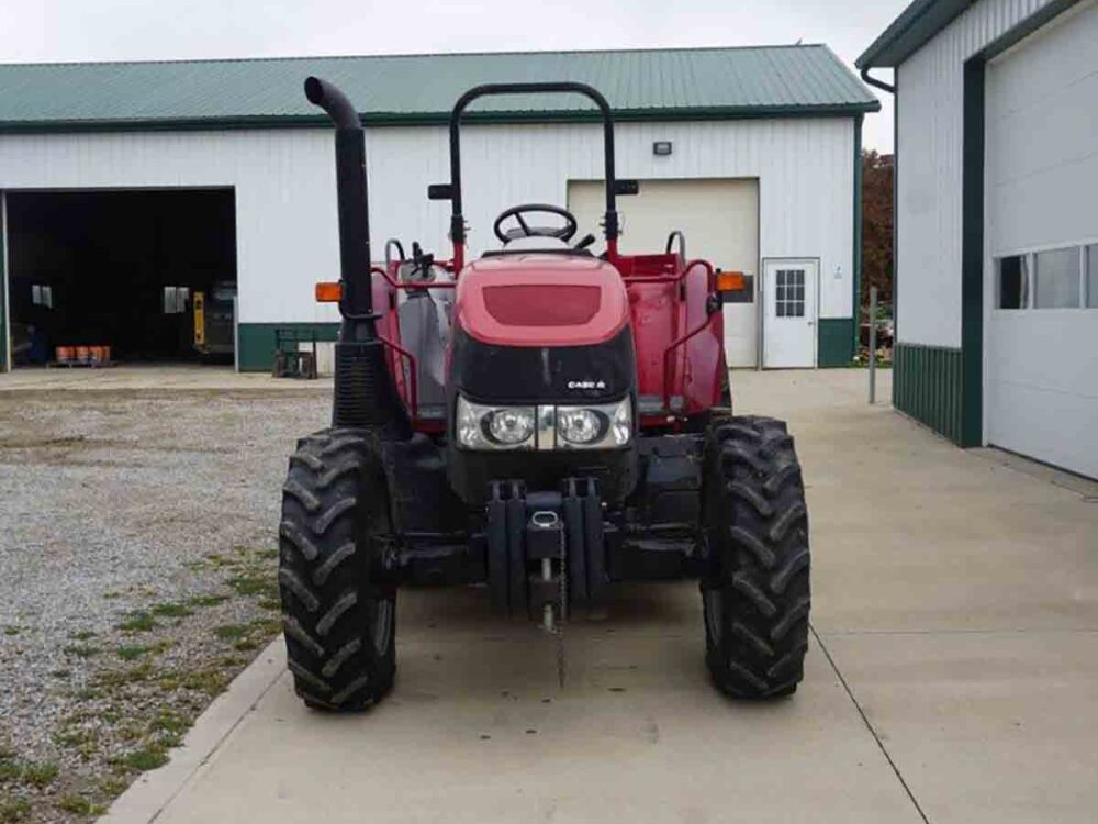 Used Case IH 120C tractor with 645 hours, 4-wheel drive, and in excellent, sharp condition.