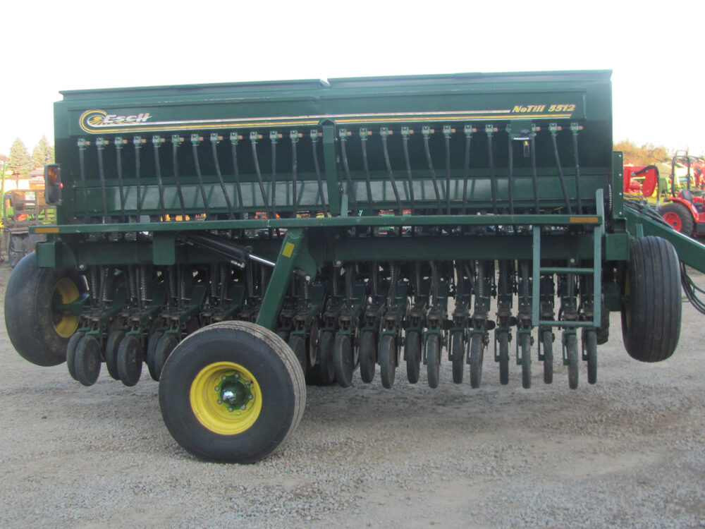 Used Esch 5612 no-till drill with 7,785 acres, in fair condition, serial #160340.