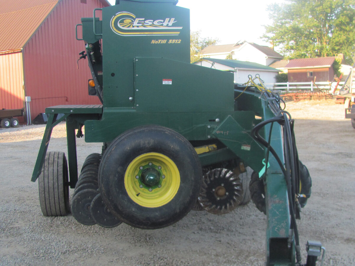 Used Esch 5612 no-till drill with 7,785 acres, in fair condition, serial #160340.