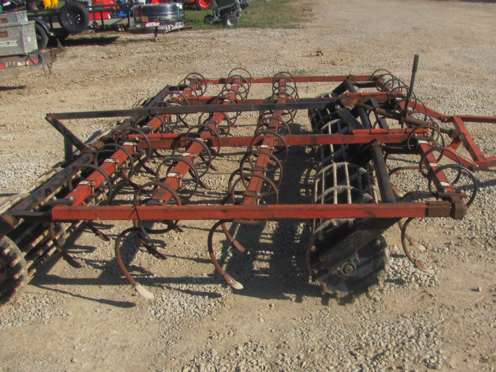 Used Lower Valley 15' cult mulcher in fair condition, hitch is bent.