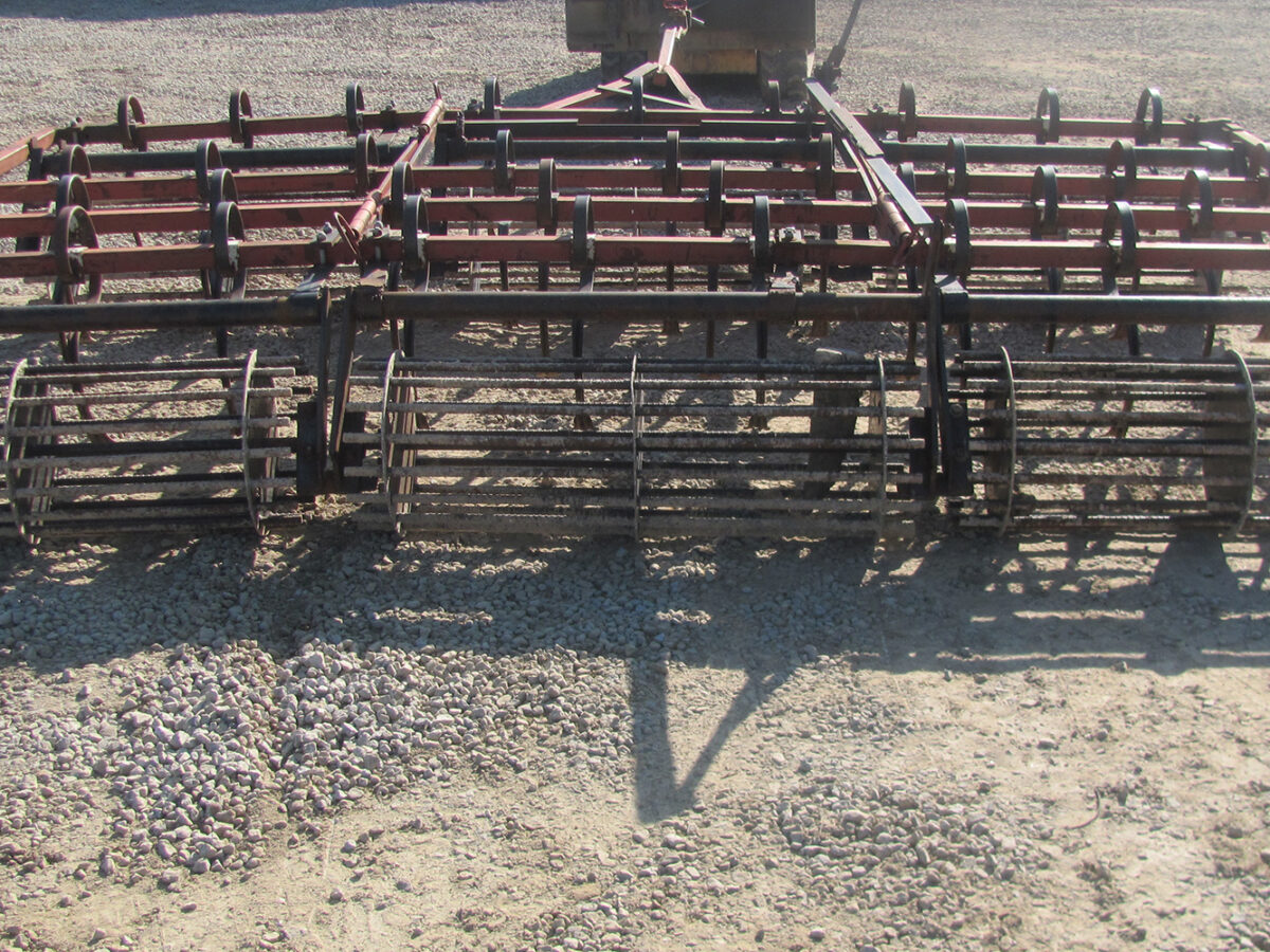 Used Lower Valley 15' cult mulcher in fair condition, hitch is bent.