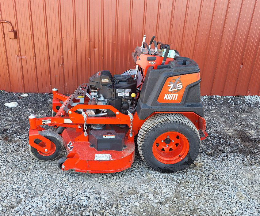 New Kioti ZXS54 stand-on mower with 54" deck and serial #PSH1A0024.