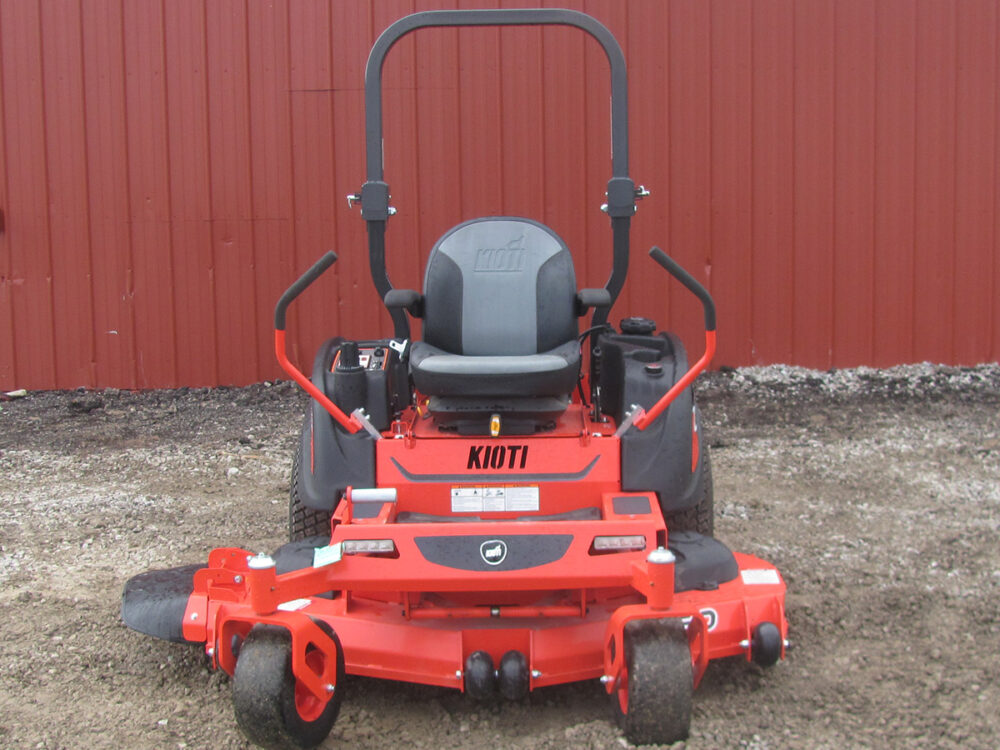 New Kioti ZXR60LT-2V zero-turn mower with 60" deck, residential-grade design, powered by a Kawasaki engine, and serial #RST2M0250.