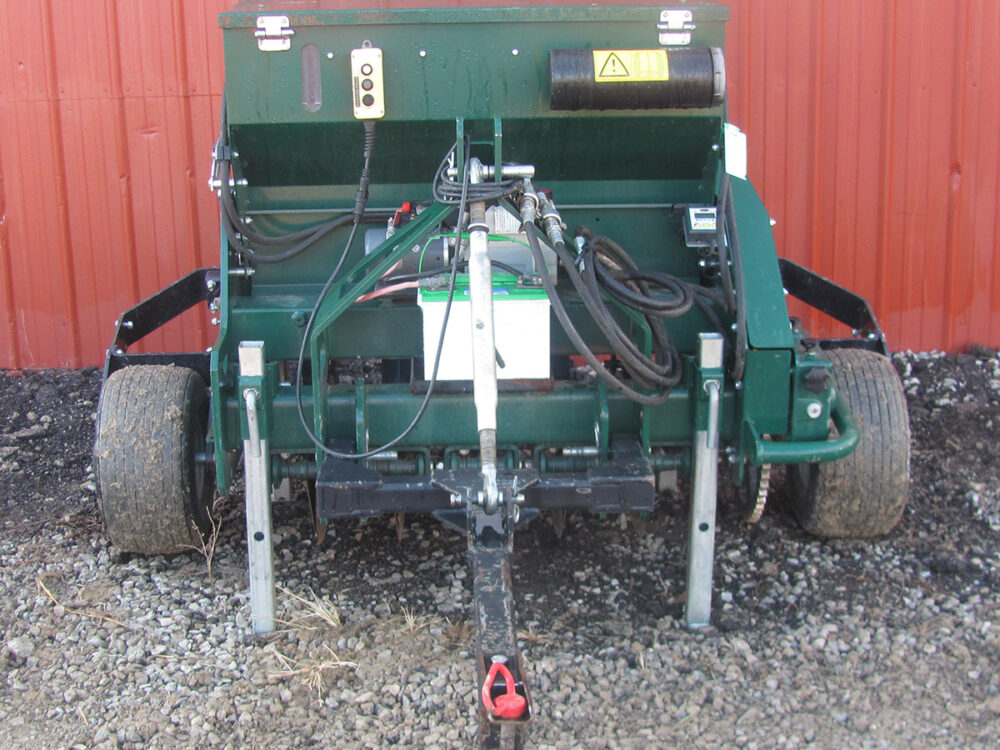 Used PH Outdoors Genesis 3 drill with 36" working width, 5–7.5" adjustable planting rows, 4.8-bushel box, serial #233025, and equipped with UTV wheel & hydraulic kit.Used PH Outdoors Genesis 3 drill with 36" working width, 5–7.5" adjustable planting rows, 4.8-bushel box, serial #233025, and equipped with UTV wheel & hydraulic kit.
