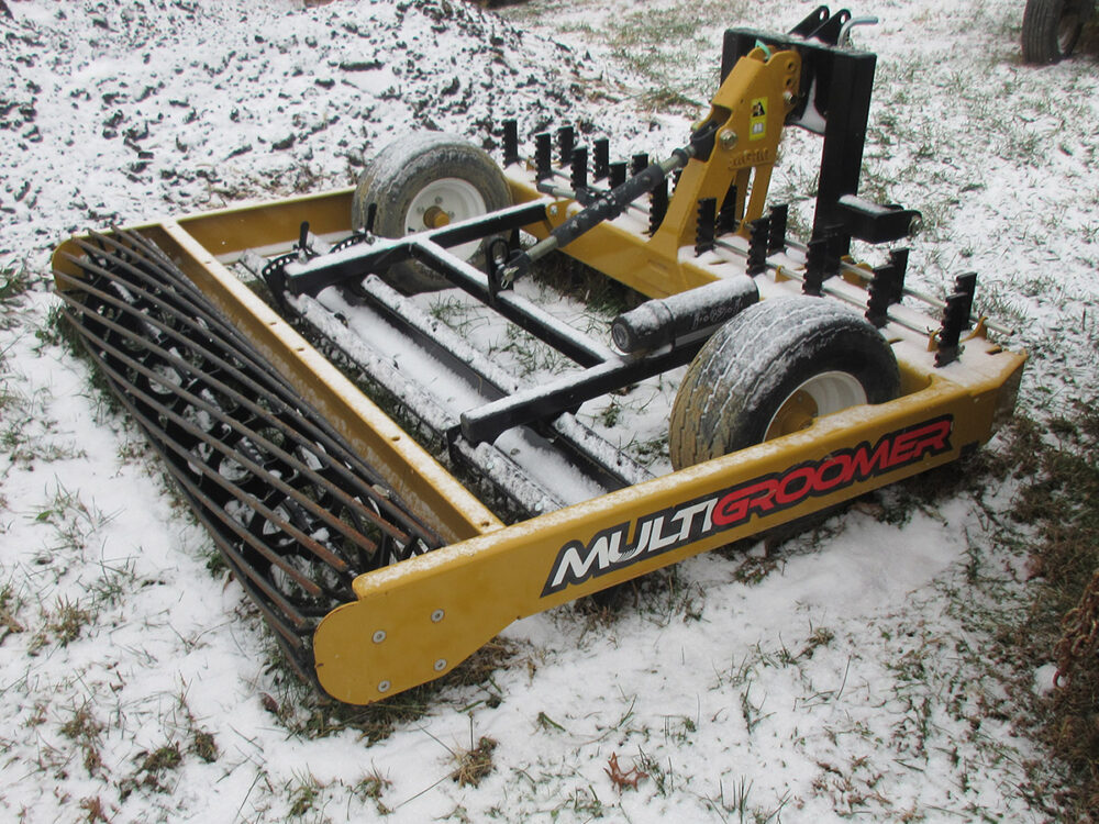 Used Reist Industries Multigroomer 80" with 22-degree swivel hitch, 80" leveling blade, and serial #Z4626.