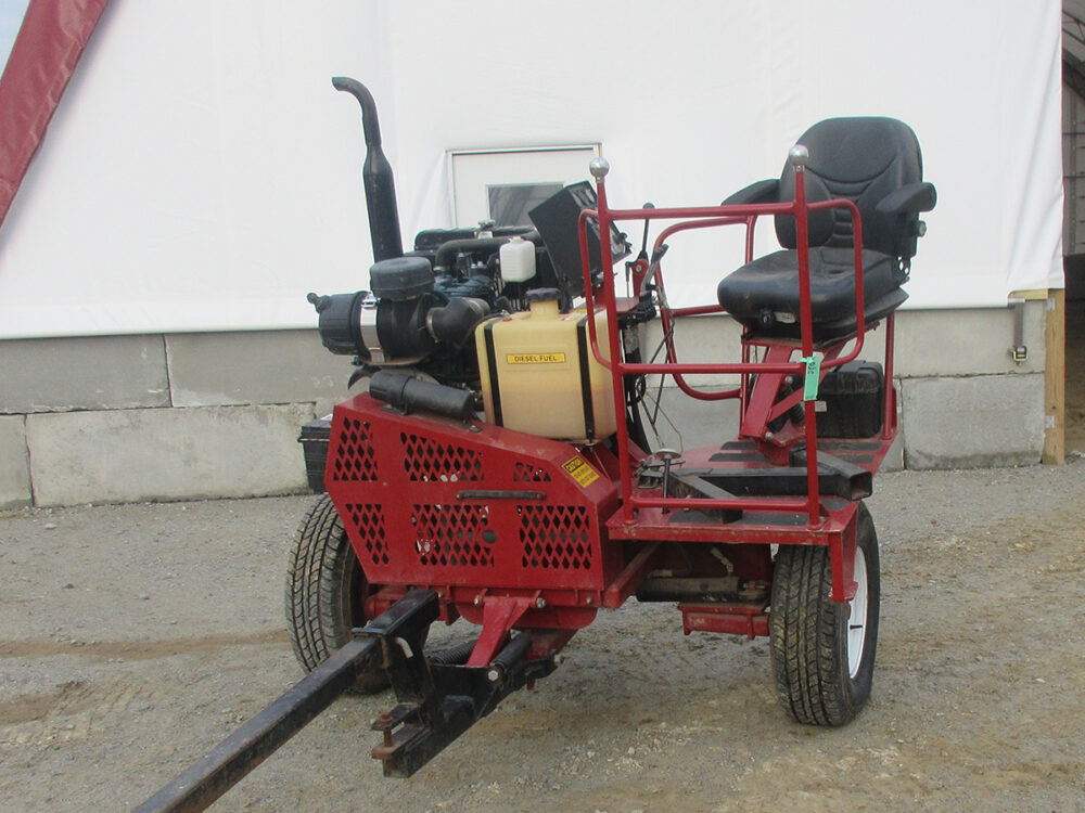Used Pioneer 45 HP PTO cart with raised tongue, tractor seat, 95 hours, serial #12161132, and in like-new condition.