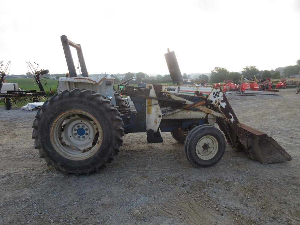 Used equipment: Ford tractor, believed to be a 4610 model, 2WD with loader, good tires, in good condition