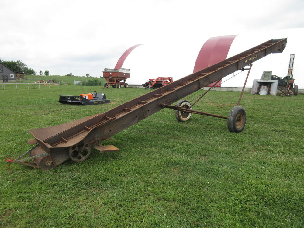 Used David Bradley 28' elevator, fair cond., bottom end has one bent corner, electric motor available for an additional $160.