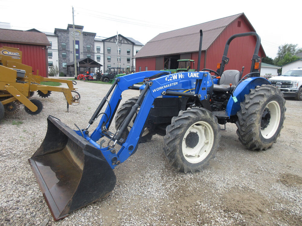 Used New Holland Workmaster 55 tractor with 1,975hrs, serial #NHN0306601, 55hp, loader, ROPS, Ag tires, lights, 3-point hookup, oils are good, and only one set of hydraulics works.