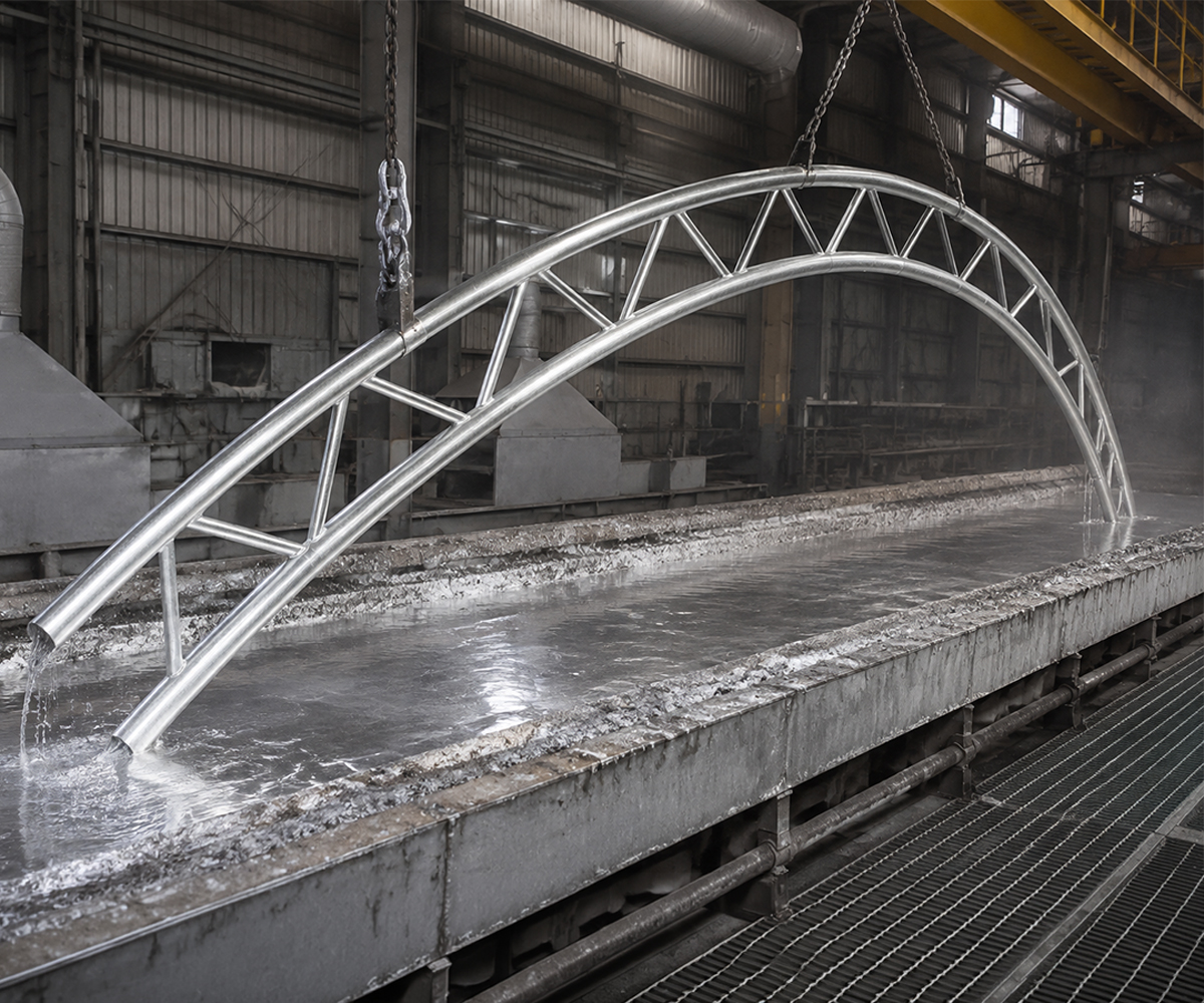 Hot-dip galvanized hoop building truss from Ackerman's Equipment